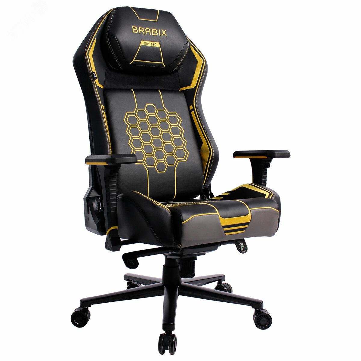 Изображение товара Кресло BRABIX PREMIUM Tanos GM-180, мультиблок, 4D подлокотники, литой поролон, черное/желтое, 532953 (шт)