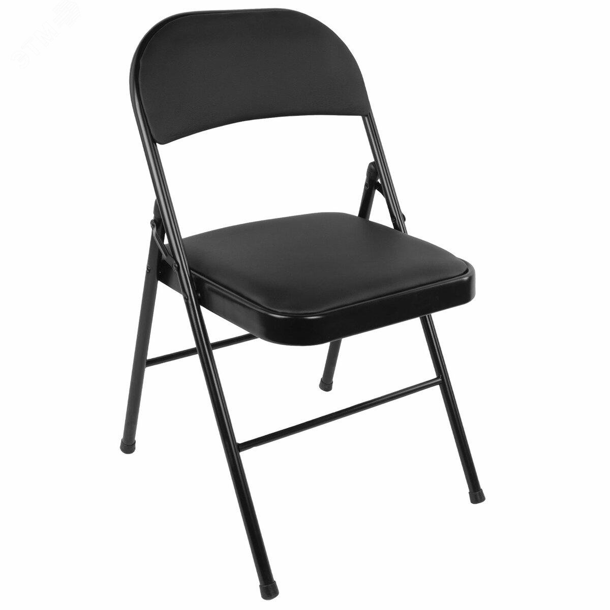 Изображение товара Стул складной BRABIX Golf Plus CF-003 КОМФОРТ, черный каркас, кожзам черный, гофрокороб, 533026 (шт)
