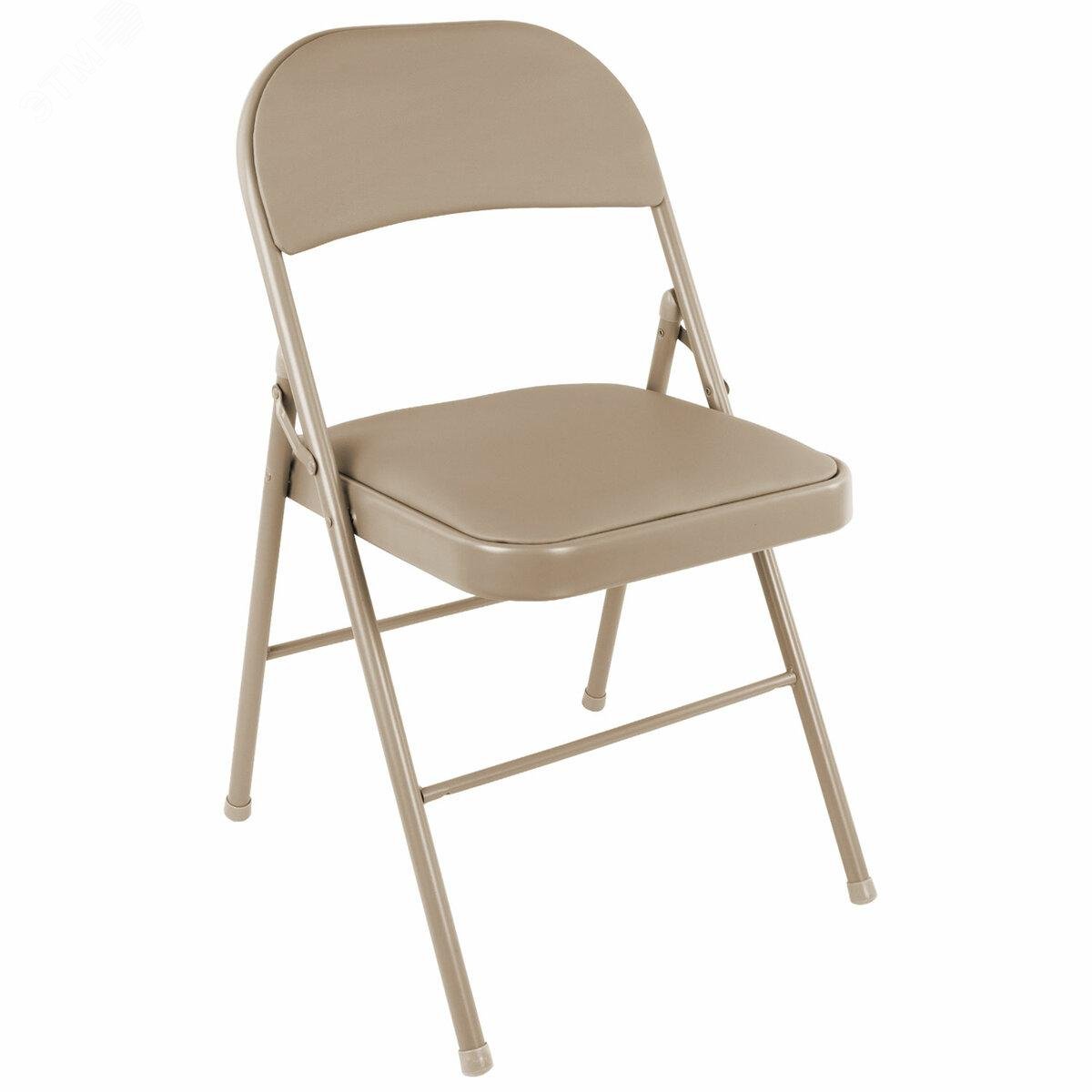 Изображение товара Стул складной BRABIX Golf Plus CF-003 КОМФОРТ, бежевый каркас, кожзам бежевый, гофрокороб, 533027 (шт)