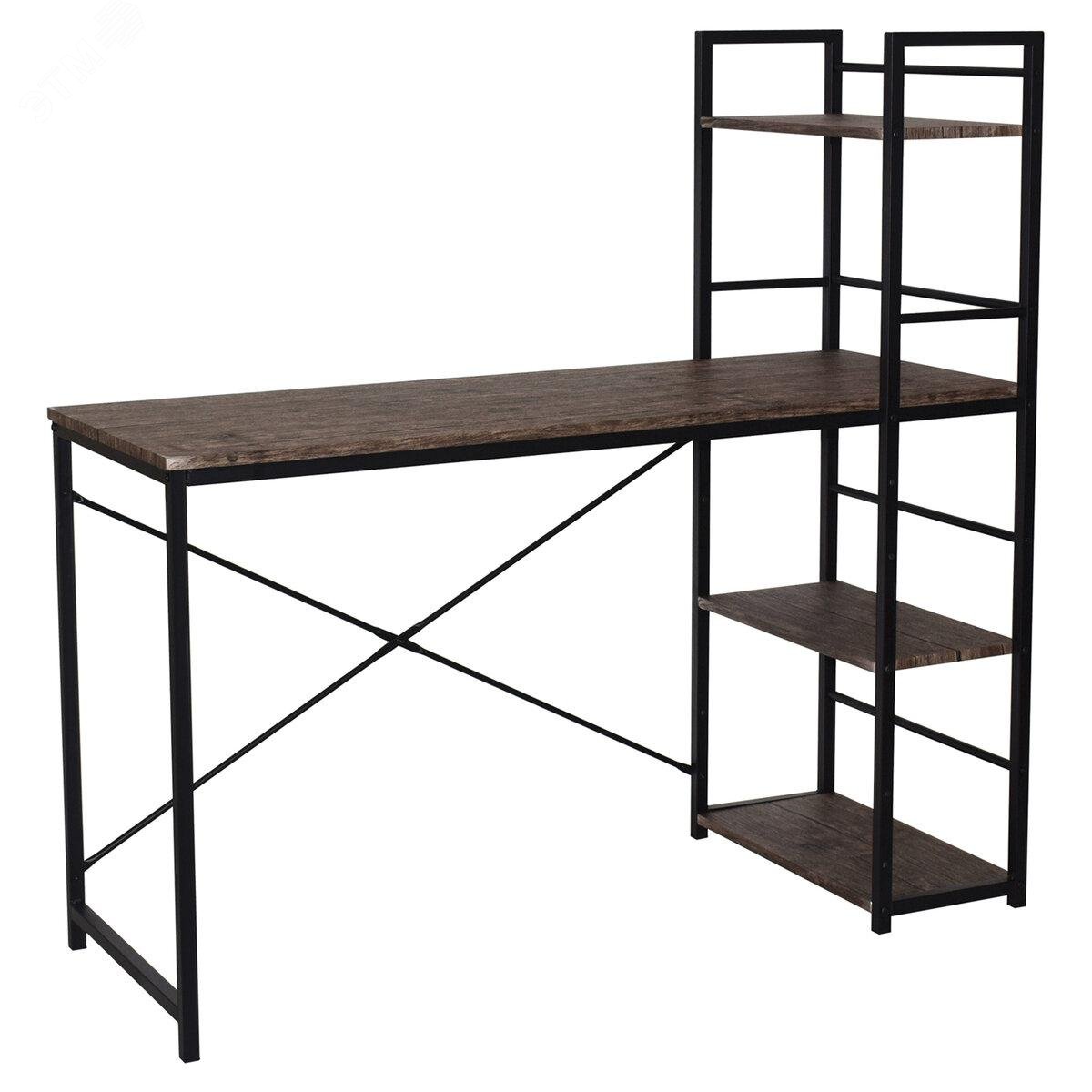 Изображение товара Стол на металлокаркасе BRABIX LOFT CD-005 (1200 х 520 х 1200), 3 полки, цвет морёный дуб, 641221 (шт)
