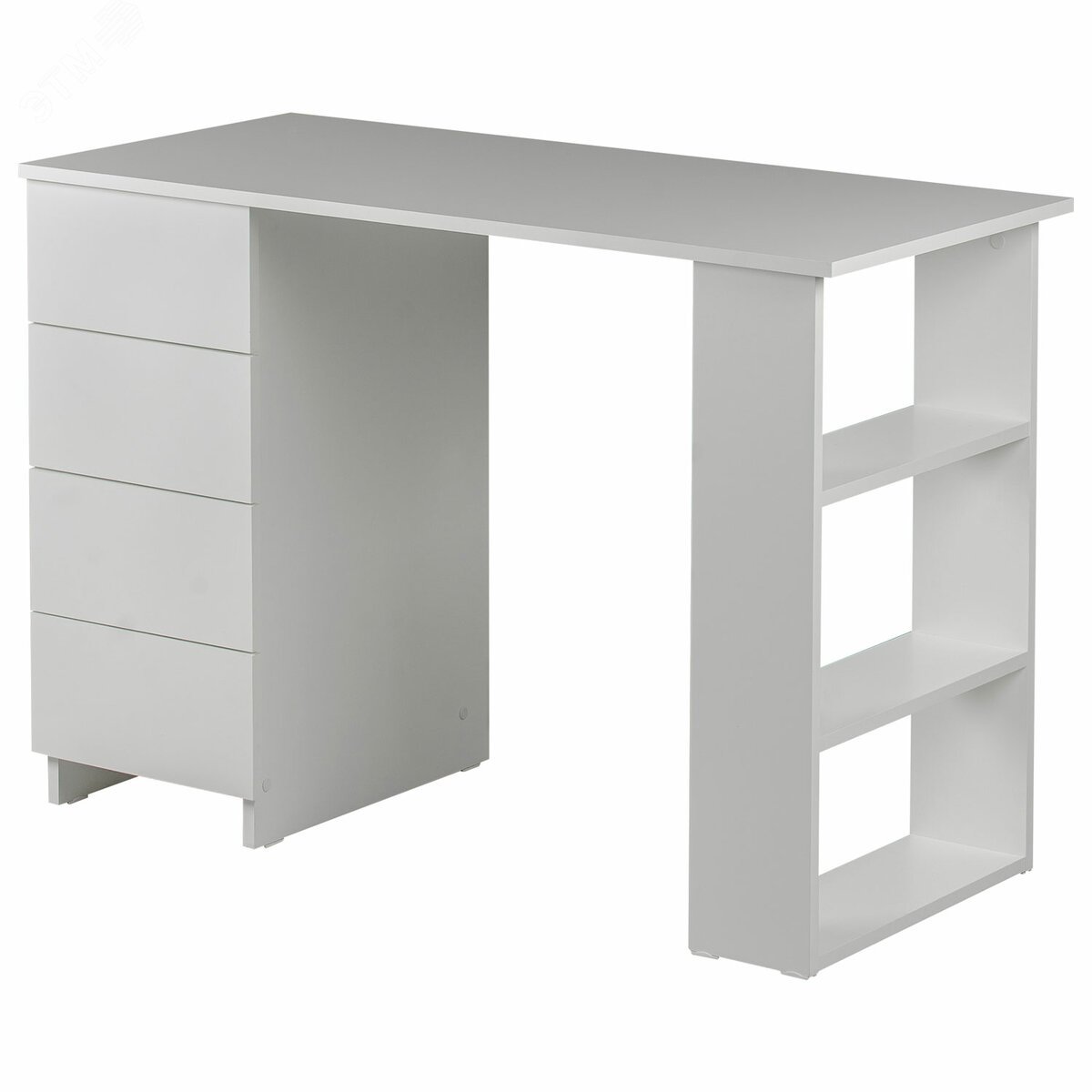 Изображение товара Стол письменный/компьютерный BRABIX Scandi CD-016 (ш1100 х г500 х в750мм), 4 ящика, белый, 641891 (шт)