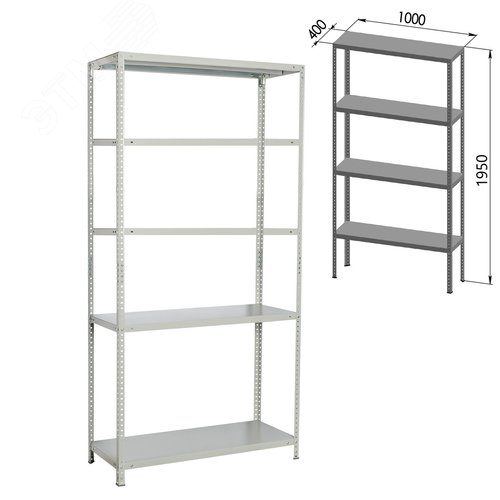 Изображение товара Стеллаж металлический BRABIX MS KD-195/30-5, (в1950 х ш1000 х г300мм), 5 полок, сборная стойка, 291118 (шт)