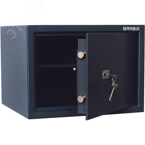 Изображение товара Сейф BRABIX КМ-310 (в310 х ш430 х г375мм,20кг), ключ. замок+полка, крепление к стене, полу, 291166 (шт)