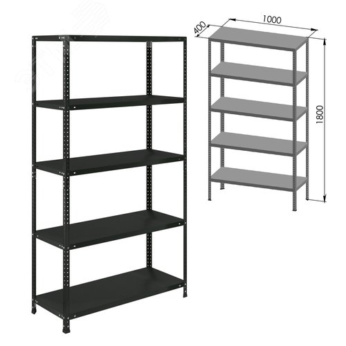 Изображение товара Стеллаж металлический BRABIX ГРАФИТ MS KD-180/40-5, лофт, (в1800 х ш1000 х г400мм), 5 полок, 291269 (шт)