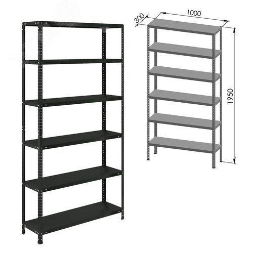 Изображение товара Стеллаж металлический BRABIX ГРАФИТ MS KD-195/30-6, лофт, (в1950 х ш1000 х г300мм), 6 полок, 291271 (шт)
