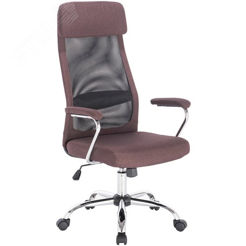 Изображение товара Кресло офисное BRABIX Flight EX-540, хром, ткань, сетка, коричневое, 531849 (шт)