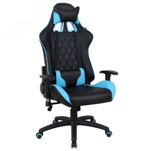 Изображение товара Кресло компьютерное BRABIX GT Master GM-110, две подушки, экокожа, черное/голубое, 531928 (шт)