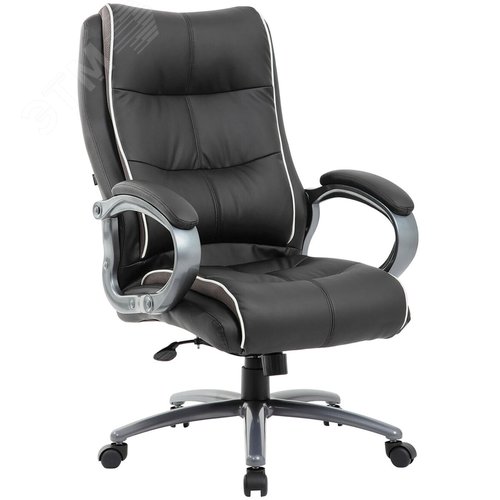 Изображение товара Кресло офисное BRABIX PREMIUM Strong HD-009, НАГРУЗКА до 200 кг, экокожа черная, ткань серая, 531945 (шт)