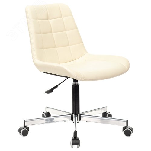 Изображение товара Кресло BRABIX Deco MG-316, без подлокотников, пятилучие серебристое, экокожа, слоновая кость, 532081 (шт)