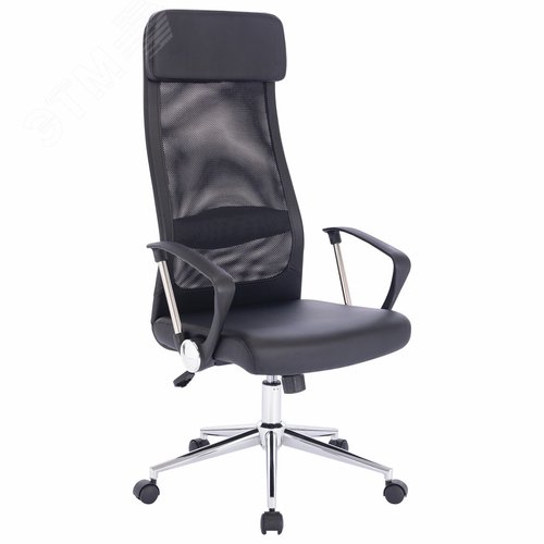 Изображение товара Кресло офисное BRABIX Flight R EX-541, хром, экокожа, сетка, черное, 532516 (шт)