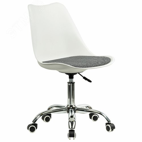 Изображение товара Кресло стул BRABIX Eames MG-310 CH, хром, пластик белый, ткань серая, 532924 (шт)