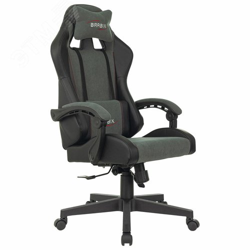 Изображение товара Кресло компьютерное BRABIX Striker GM-121, синхромеханизм, 2 подушки, экокожа/велюр, черное/серое, 532961 (шт)