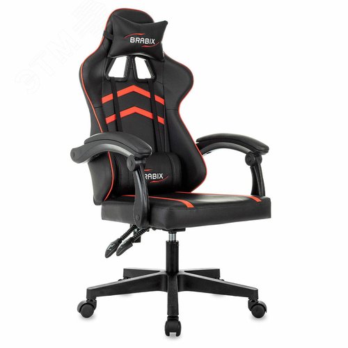 Изображение товара Кресло компьютерное BRABIX Shooter GM-123, 2 подушки, экокожа, черное/красное, 533190 (шт)