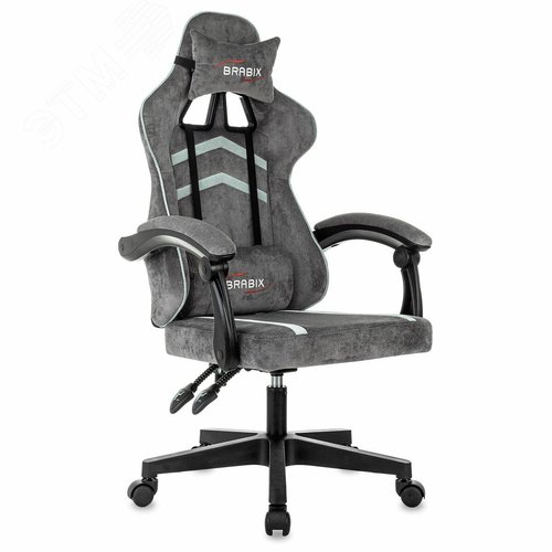 Изображение товара Кресло компьютерное BRABIX Shooter GM-123, 2 подушки, ткань, серое, light 19/28, 533192 (шт)
