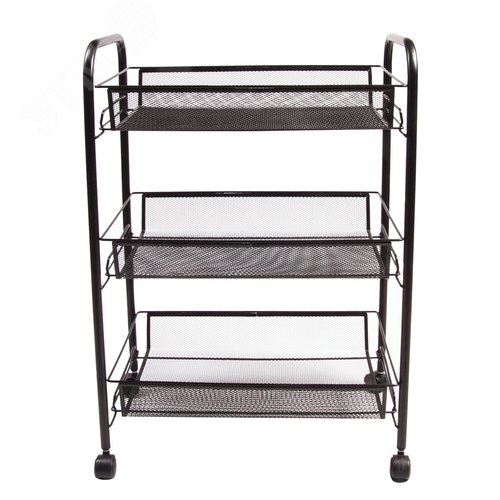 Изображение товара Этажерка (тележка) BRABIX офисно-бытовая 3 яруса, на колесах, металл, черная, 43,5 х 26 х 62,5 см (шт)