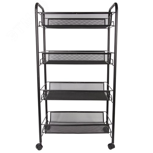 Изображение товара Этажерка (тележка) BRABIX офисно-бытовая 4 яруса, на колесах, металл, черная, 43,5 х 26 х 83,5 см (шт)