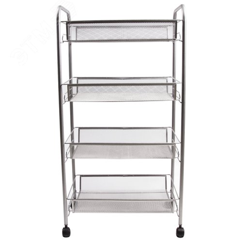 Изображение товара Этажерка (тележка) BRABIX офисно-бытовая 4 яруса, на колесах, металл, серебристая, 43,5 х 26 х 83,5 см (шт)