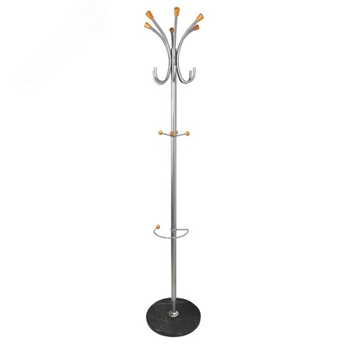 Изображение товара Вешалка-стойка BRABIX CR-8121 на мраморном диске, металл, 6+4 крючка, цвет серебристый, 606437 (шт)