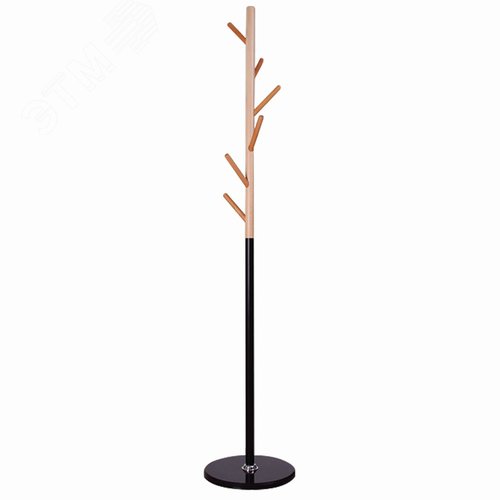 Изображение товара Вешалка-стойка BRABIX CR-1906 на мраморном диске, металл черный / дерево бук, 6 крючков, 606441 (шт)