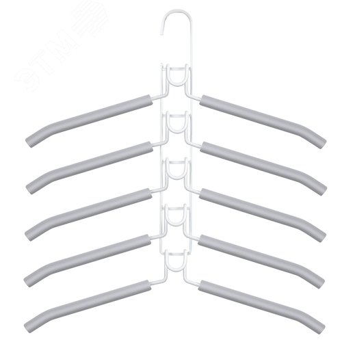 Изображение товара Вешалка-плечики трансформер 5 плечиков, металл с покрытием, белые (шт)