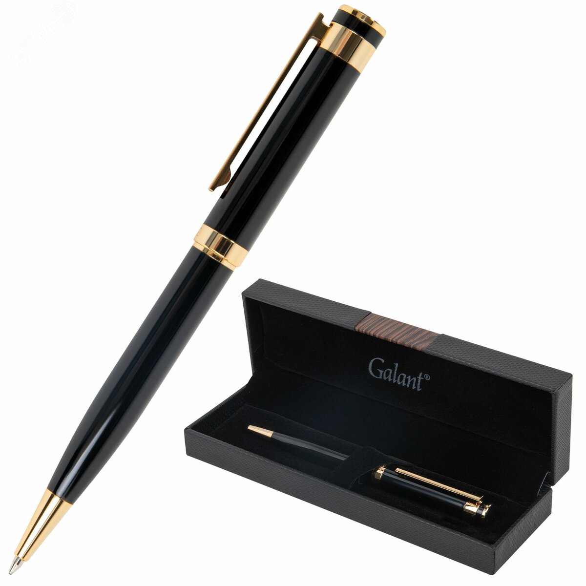 Изображение товара Ручка подарочная шариковая BERNINI, корпус черный, детали золото, узел 0,7 мм (шт)