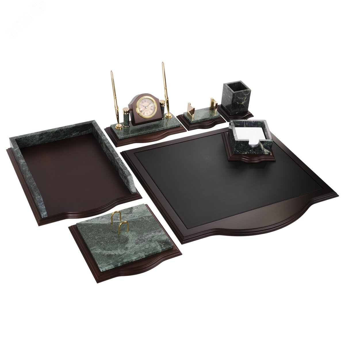 Изображение товара Набор настольный GALANT из зеленого мрамора 7 предметов с красным деревом