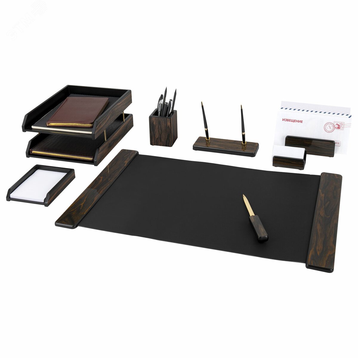 Изображение товара Настольный набор GALANT Blackwood из дерева 8 предметов стильный офисный аксессуар