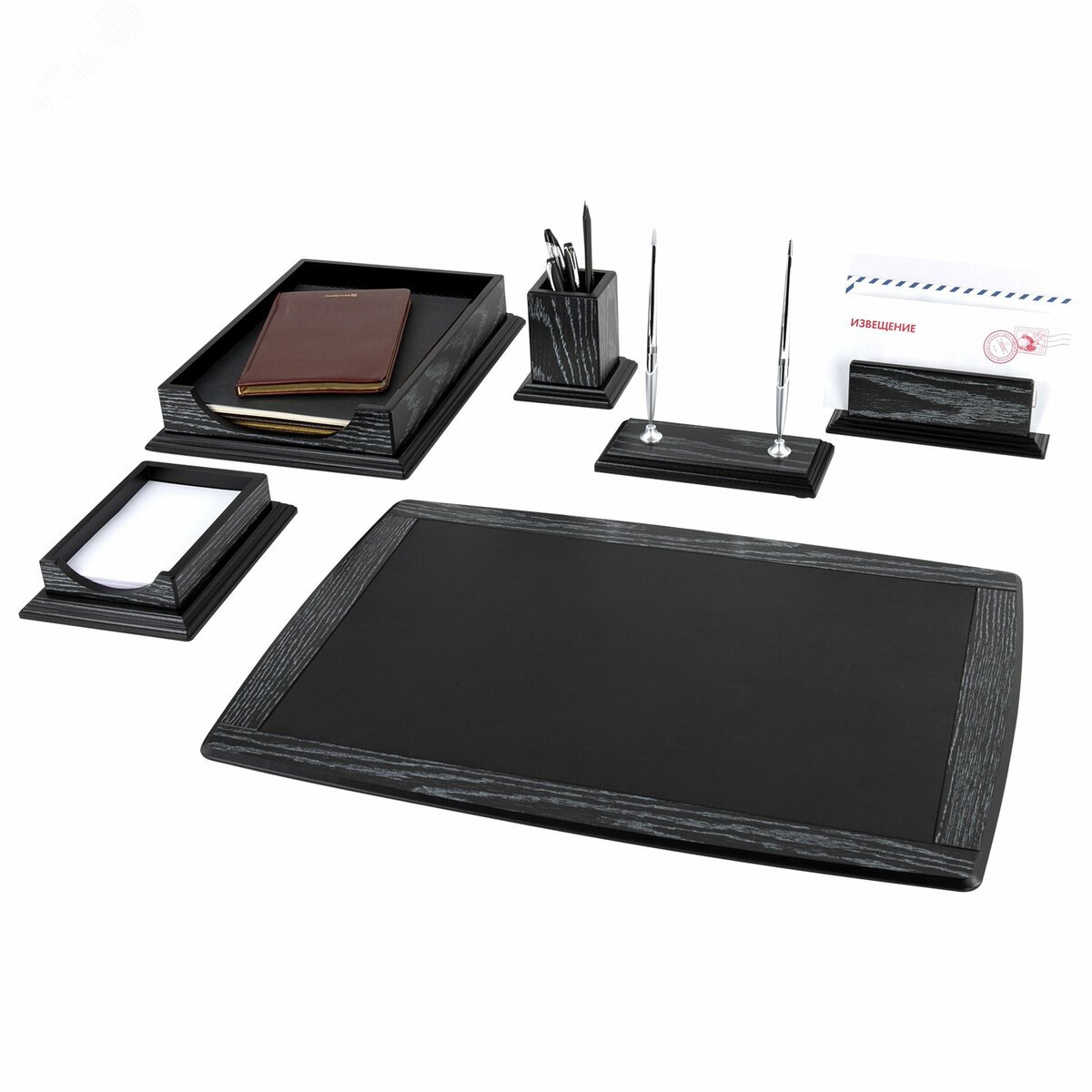 Изображение товара Настольный набор GALANT Black Hawk из дерева, 6 предметов, чёрный дуб