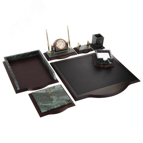 Изображение товара Набор настольный GALANT из мрамора, 7 предметов, зеленый мрамор/отделка красное дерево, 231485 (шт)