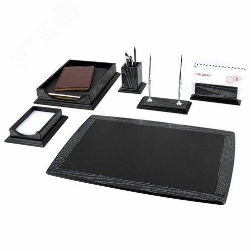 Изображение товара Набор настольный GALANT ''Black Hawk'' из дерева, 6 предметов, цвет ''чёрный дуб'', 238167 (шт)