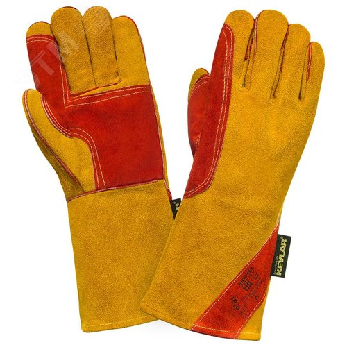 Изображение товара Перчатки (краги) 2Hands (Siberia) Т22-11-ru усиленные, р-р 10,5, спилок КРС/хлопок, лен, швы Kevlar (пар)