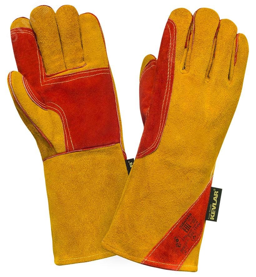 Изображение товара Перчатки (краги) 2Hands (Siberia) Т22-11-ru усиленные, р-р 10,5, спилок КРС/хлопок, лен, швы Kevlar (пар)