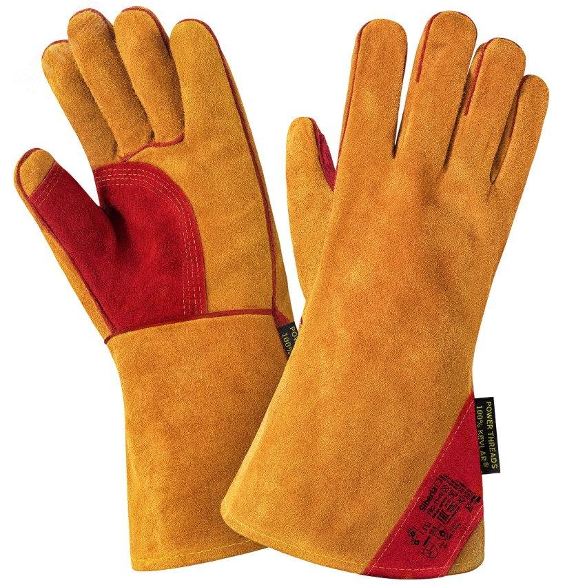 Изображение товара Перчатки (краги) 2Hands (Siberia) Т92-11-ru, р-р 10,5, спилок КРС/хлопок, лен, швы Kevlar (пар)