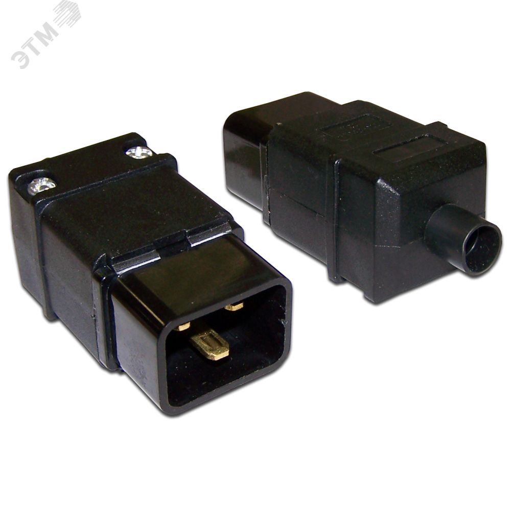Изображение товара Вилка IEC C20 16A 250V разборная чёрная силовая разъем для кабелей