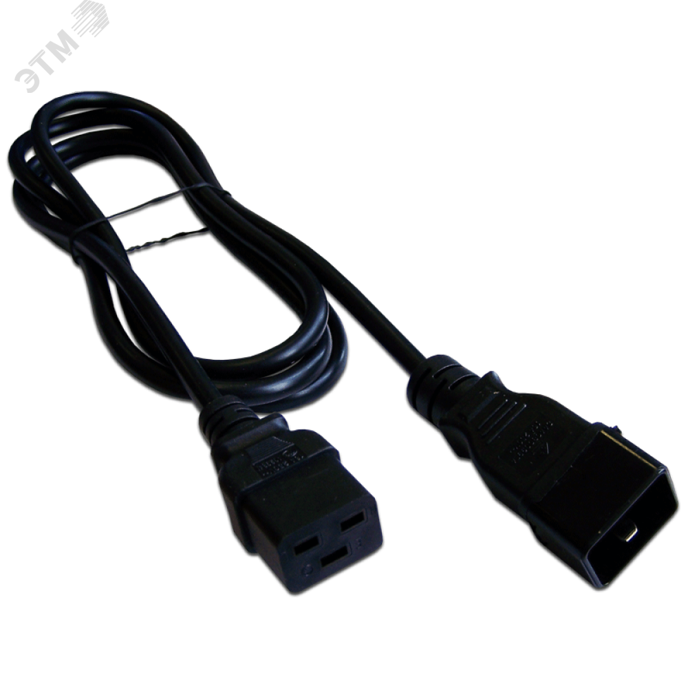 Изображение товара Кабель электропитания C19-C20, 3х1.5, 220В, 16А, черный, 0.5 м (шт)