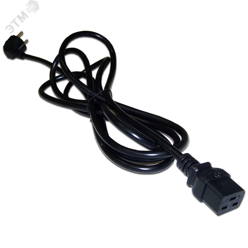 Изображение товара Кабель электропитания C19-Schuko угловая, 3х1.5, 220В, 16А, черный, 0.5 м (шт)