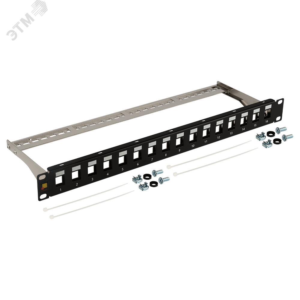 Изображение товара Патч-панель 19 дюймов экранированная 16 портов с задним органайзером LANMASTER