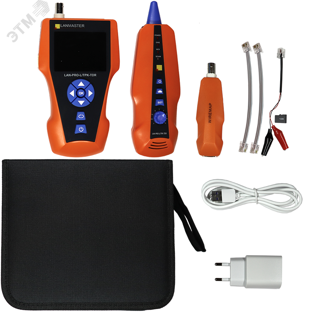 Изображение товара Тестер кабельный с измерением длины, трассировкой кабельных линий и определением POE, с функцией рефлектометра (шт)