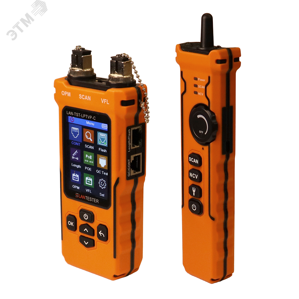 Изображение товара Тестер кабельный с измерением длины, трассировкой, измерением оптической мощности и определением POE, цветной (шт)