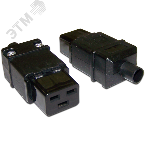 Изображение товара Вилка IEC C19 16A 250V прямая разборная чёрная (шт)