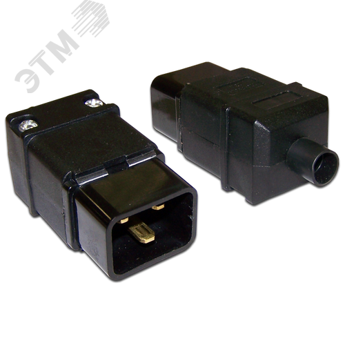 Изображение товара Вилка IEC C20 16A 250V прямая разборная чёрная (шт)