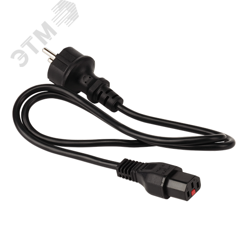 Изображение товара Кабель электропитания с блокировкой C13-Schuko прямая, 3х0.75, 220В, 10А, черный, 3 м (шт)