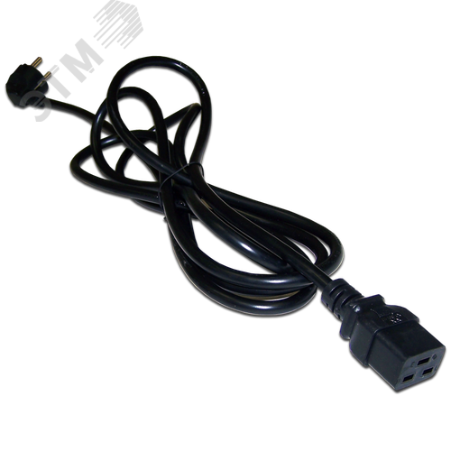 Изображение товара Кабель электропитания C19-Schuko угловая, 3х1.5, 220В, 16А, черный, 1 м (шт)