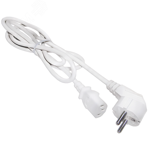 Изображение товара Кабель электропитания C13-Schuko угловая, 3х0.75, 220В, 10А, белый, 1 м (шт)