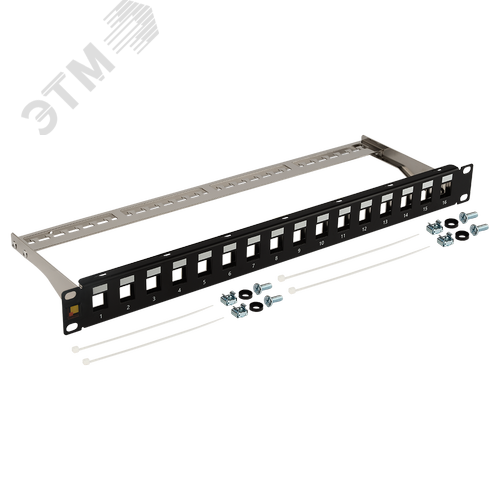 Изображение товара Патч-панель наборная 19'' экранированная 16 портов с задним органайзером (шт)