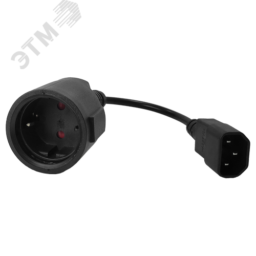 Изображение товара Кабель переходной, вилка C14 - розетка Schuko, 3х0.75, 220В, 10А, черный, 0.2 м (шт)