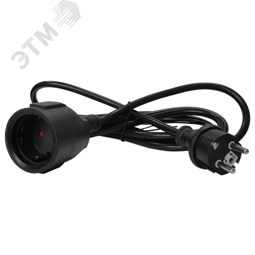 Изображение товара Удлинитель, вилка Schuko прямая - розетка Schuko, 3х1.5, 220В, 16А, черный, 5 м (шт)