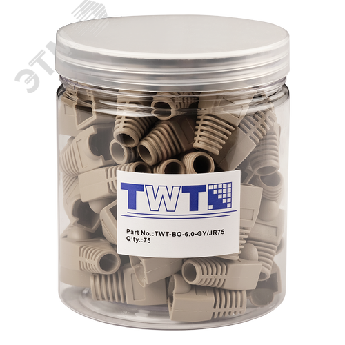 Изображение товара Колпачок защитный для кабеля 6,0мм cat.5, на соединение коннектора с кабелем, серый, 75 шт. в банке (упак)