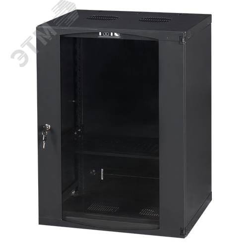 Изображение товара Шкаф настенный Next, 15U 550x450, стеклянная дверь, черный (шт)