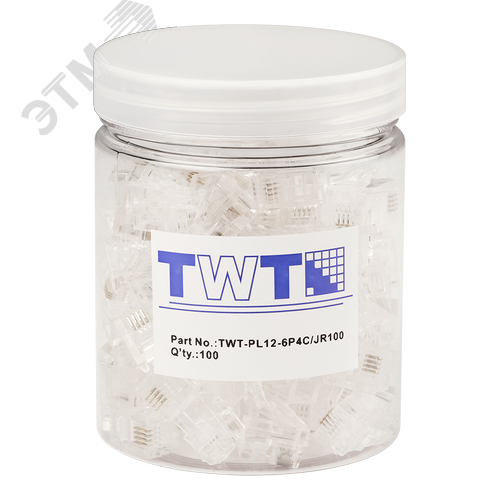 Изображение товара Коннектор RJ12 4-ех контактный, 100 шт. в банке (упак)